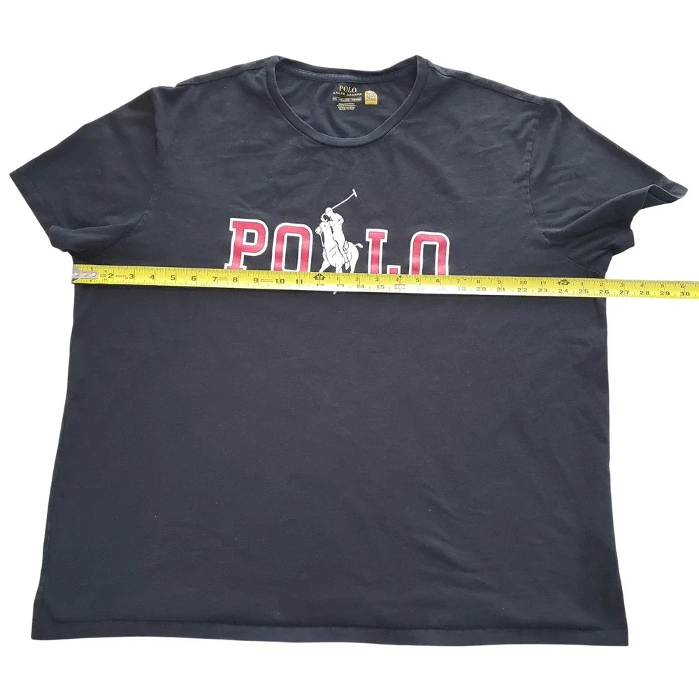 Polo Ralph Lauren Mens XXL Black Big Pony Graphic T-Shirt Red Varsity Logo